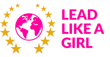 Logo with pink globe and stars, and 'Lead Like a Girl' text on a white background
