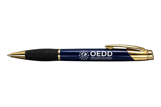 Pen with OEDD logo on a black background